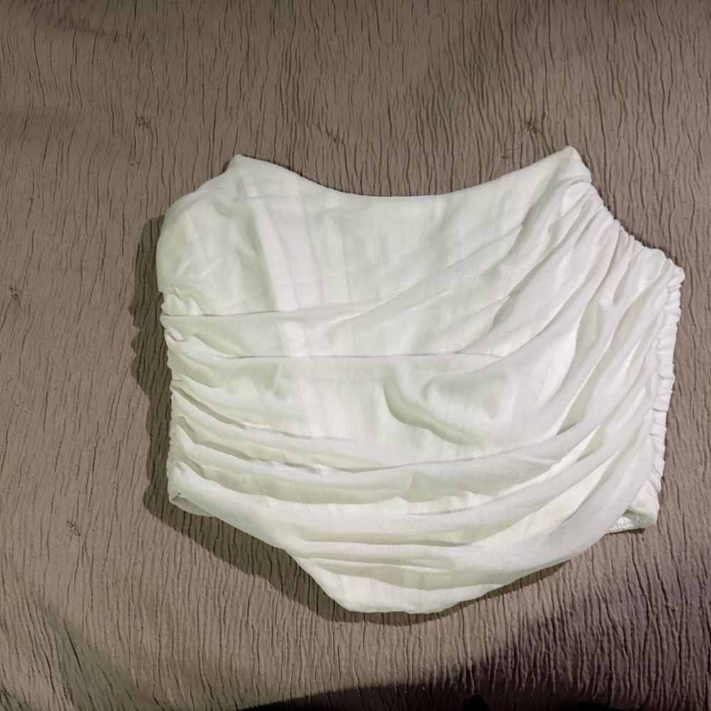 White Ruched Tube Top